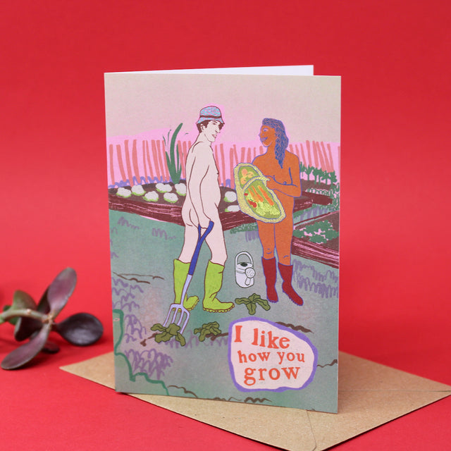 Naked Gardener A6 Greetings Card