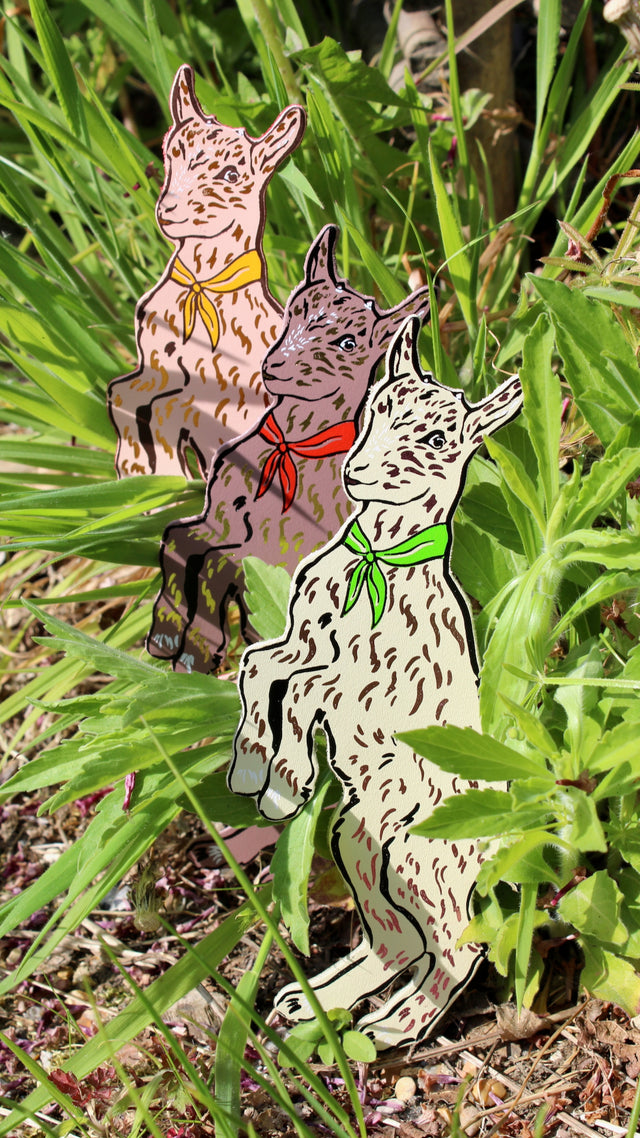 Three leather goat bookmarks with complimentary foil embossed accents. Handmade in the UK.