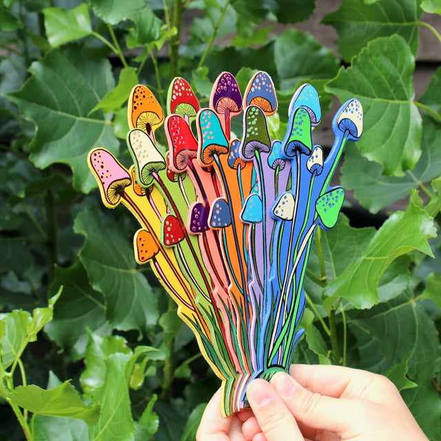 Six leather mushroom bookmarks