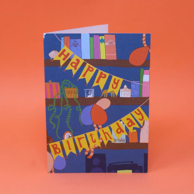 Birthday Bookcase A6 Greetings Card