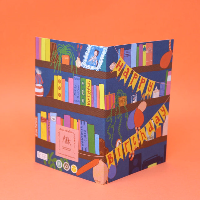 Birthday Bookcase A6 Greetings Card