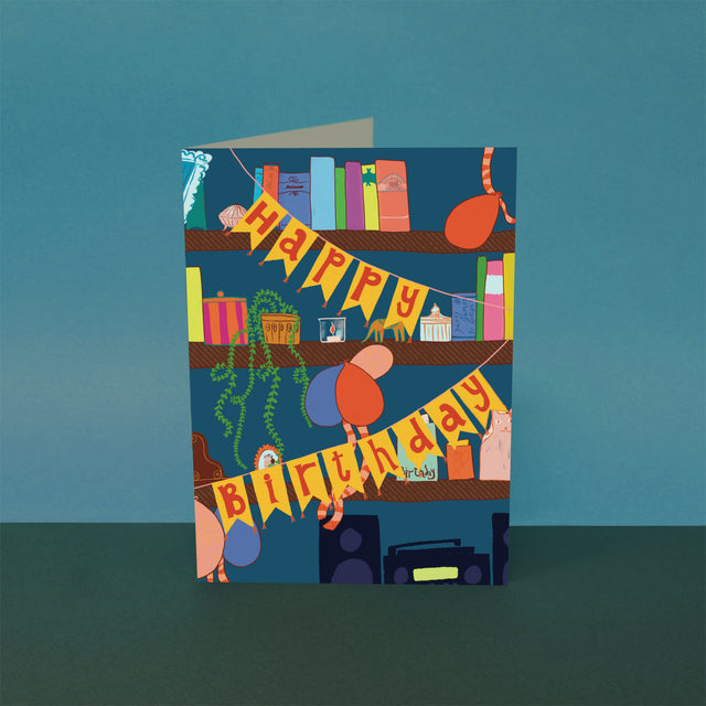 Birthday Bookcase A6 Greetings Card